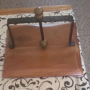 Elegant Wooden Napkin Holder with Brass Accents